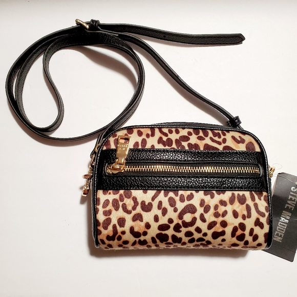 NWT Steve Madden Black Leopard Print Crossbody Bag - Picture 2 of 4